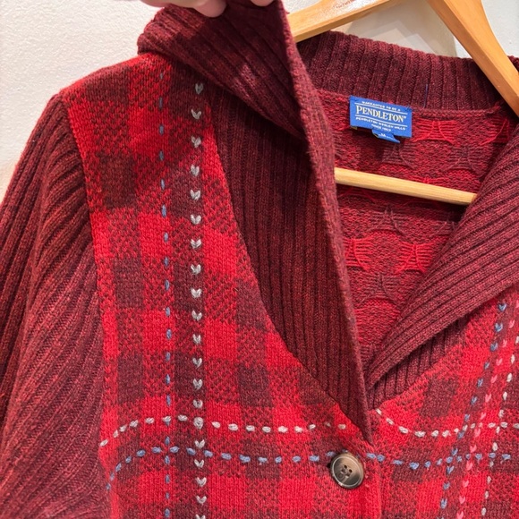 Pendleton Wool Shawl Collar Plaid Cardigan Sweater Women’s Size Medium-Petite - Picture 4 of 14